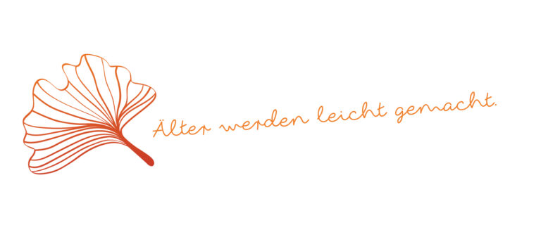 Ein Logo mit einem orangefarbenen Blatt und weißem Hintergrund.