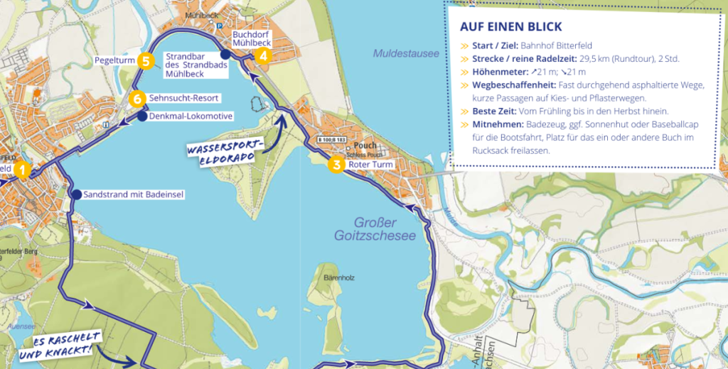 Landkarte für Radreisetouren mit Anmerkungen der Redaktion des Reiseverlags DuMont.